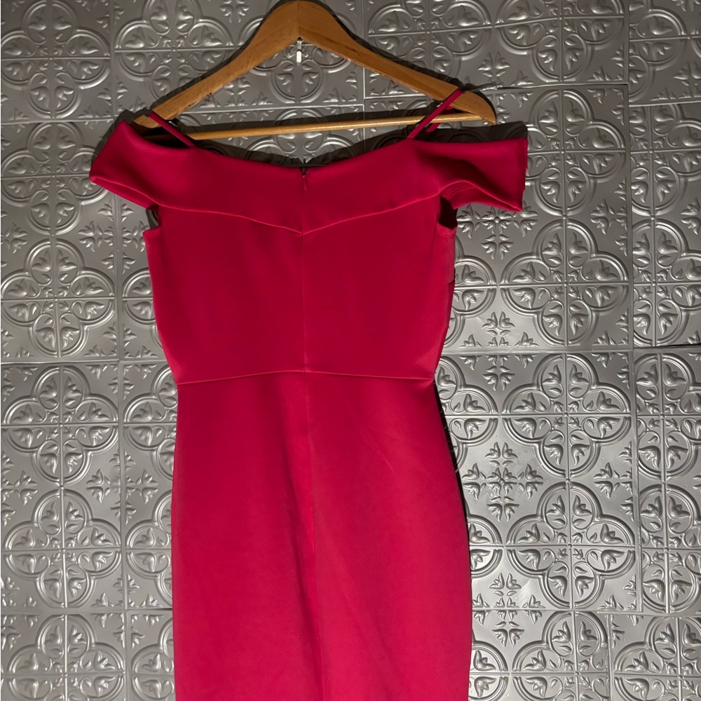 Alexa b nites off the shoulder vintage 90s prom dress Barbie pink formal gown - Picture 6 of 9